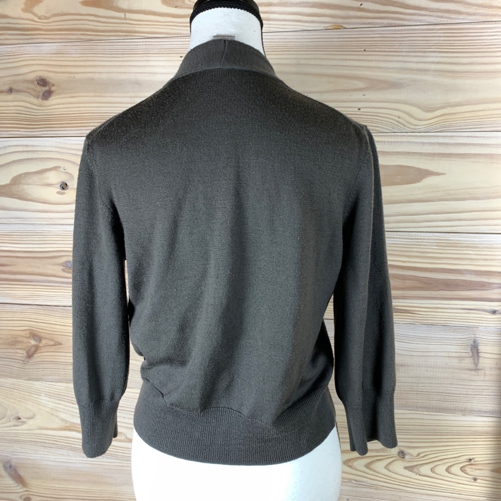 Worth Wool Cardigan Sweater Womens Medium Cropped One Button Minimalist Office - Picture 4 of 7